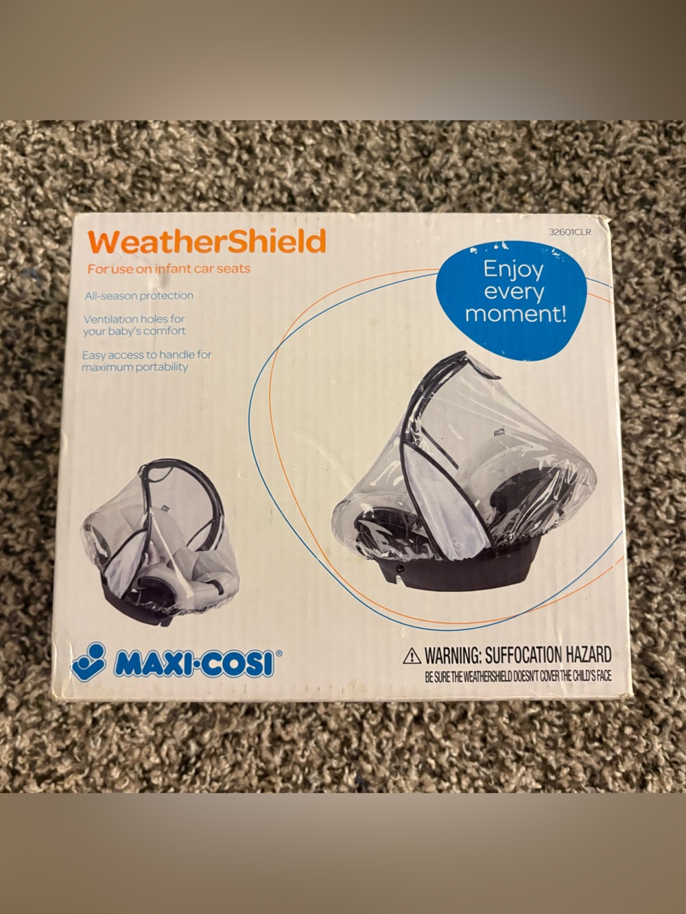 WeatherShield Infant Car Seat Rain Cover - Clear with Black Trim